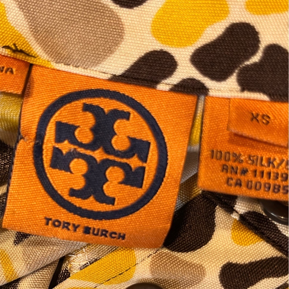TORY BURCH Silk Yellow Belted Lightweight Summer Dress Xsmall - Picture 4 of 4